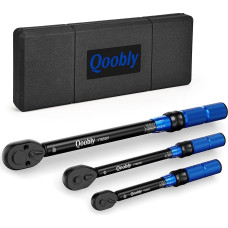Qoobly Drehmomentschlüssel-Set, 1/4 3/8 1/2 Zoll Antrieb, Drehmomentschlüssel, 5-25 N-m, 10-60 N-m, 20-220 N, m, 72 Zähne, Dual-Skalen, ± 3 % Genauigkeit, Dual-Direction, verstellbare