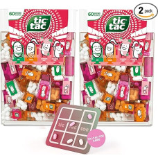 Tic Tac Strawberry Mix Set of 2 - 60 Mini Packs in 4 Varieties + Tic Tac Toe Game - 120 Mini Sweets for Children's Birthday, Candy Bars, Party Bags, Sugar Bags & Small Surprises