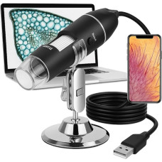 Digitales Mikroskop, USB, 1600x, mit verstellbarem LED-Licht, kompatibel mit Windows und Mac, Kamera mit Foto und Video, für Studenten, Labor, Elektronik, Botanik und mehr