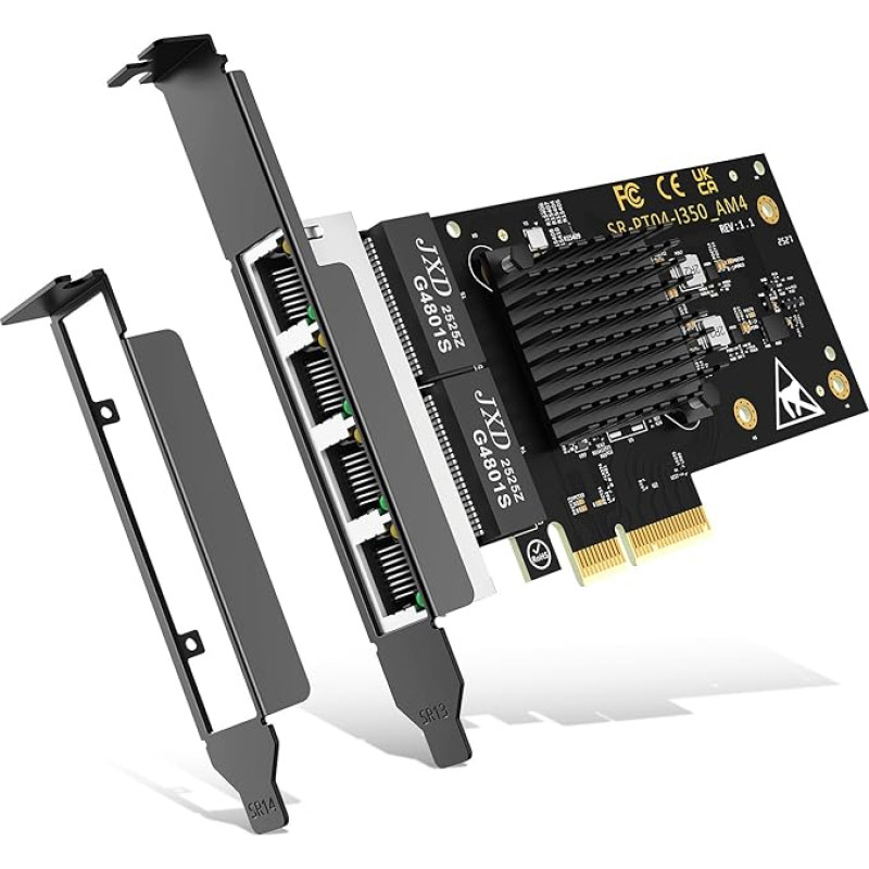 4 prievadų 1Gb Base-T tinklo kortelė, I350 valdiklis, NICGIGA 4 x 1G PCIe Ethernet adapteris, 1Gbe RJ45 prievado NIC kortelė, 