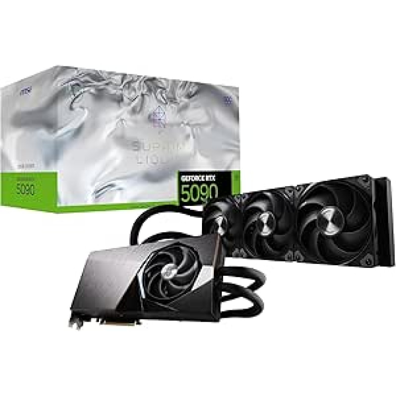 MSI GeForce RTX 5090 32G SUPRIM Liquid SOC - 32 GB GDDR7 (28 Gb/s/512 bitų), PCIe 5, Boost: 2565 MHz, aušinimas vandeniu, HDMI 2.1b, DisplayPort 2.1b
