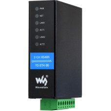 Waveshare 2-Ch RS485 to RJ45 Ethernet Serial Server, Dual Channel RS485 Independent Operation, 2X Ethernet Ports, Rail-Mount Industrial Isolated Serial Module, Bi-Directional Transparent Transmission