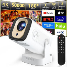 Projektorius Full HD 1080P mini projektorius 4K, automatinis lizdinės plokštumos koregavimas, mini projektorius 180° pasukimo kampu Vaizdo projektorius Palaiko 2.4/5G Dual WiFi6, Bluetooth5.0 su Android11/OS11, lauko namų kinas