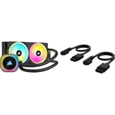 Corsair iCUE LINK H100i RGB Liquid CPU Cooler Bundle - 240 mm AIO - Two QX120 RGB Fans - iCUE LINK System Hub - iCUE LINK Slim 200 mm Straight/Slim 90° Cable - Black