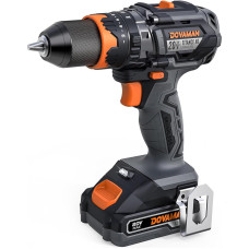 Akumuliatorinis gręžtuvas TITANCE X6, 20 V bešepetėlinis 1/2 colio gręžtuvas, 65 Nm sukimo momentas, 36000 BPM, 3-in-1 režimas, 2 greičiai, metalinis gręžimo griebtuvas, 2,0 Ah akumuliatorius, pilnas rinkinys, skirtas 