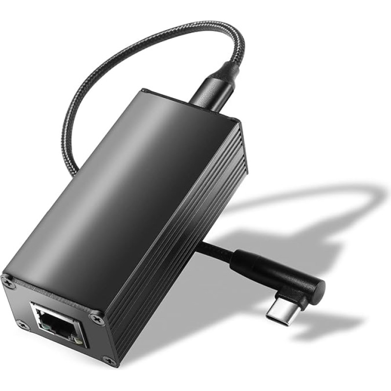 REVODATA Gigabitinis PoE ir USB-C keitiklio adapteris, C tipo išvesties maitinimas ir eternetas 2 viename, maksimalus 45 W 5V-20V įkrovimas išmaniesiems telefonams, staliniams ir nešiojamiesiems kompiuteriams, 1000 Mbps sparta, Plug & Play (GPD2CBT-20V)