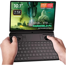 GPD Win MAX 2 2025 rankinis žaidimų kompiuteris su AMD Ryzen 7 8840U, Radeon 780M GPU, 32 GB RAM, 4 TB SSD, OcuLink, 10,1 colio IPS ekranu, žaidimų valdikliu, klaviatūra ir jutikliniu kilimėliu