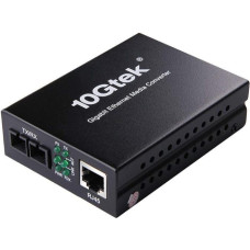 10Gtek® Gigabit Media Converter, 10/100/1000Base-Tx to 1000Base-LX single-mode SC fiber, up to 20KM,With an European-standard power adapter
