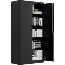 YITAHOME dokumentų spinta, rakinama metalinė spinta su 4 reguliuojamomis lentynomis, biuro spinta, plieninė spinta, metalinė spinta, garažas, biuras, saugykla, 180 cm x 90 cm x 45 cm, juoda