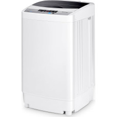 FANTASK Washing Machine Small, Top Loader Fully Automatic Washing Machine 310 W / 50 x 50 x 85 cm, Mini Washing Machine with Display, Pump & Spin for Apartment and Motorhome [Energy Class B]