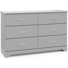 Storkcraft Brookside 6 Drawer Chest (Pebble Grey) - Greenguard Gold Certified Nursery Chest of Drawers for Nursery