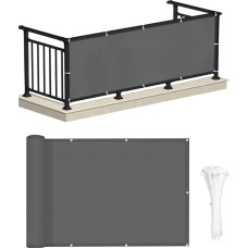 LOVE STORY Balcony Privacy Screen, Weatherproof Balcony Facing, 90 x 700 cm, Balcony Curtain (PES), Anthracite Opaque Balcony Net, Cable Ties, UV Protection for Home Railing, Outdoor Railing, Garden