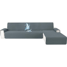 CYCMACO Vandeniui atsparus L formos sofos užvalkalas, 3 sėdimų vietų, dešinės ir kairės pusės kampinis sofos užvalkalas, neslystantis L formos sofos užvalkalas su porankiu, universalus, skalbiamas, skirtas šunims ir katėms, tamsiai pilkas