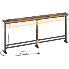 YATINEY konsolės stalas Siauras prieškambario stalas 180 cm ilgio įėjimo stalas 1AC 1USB-A 1Type-C Gyvenamasis kambarys prieškambario įėjimas derliaus ruda-juoda XCT08CBR