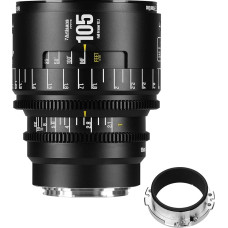 7artisans 105mm T2.1 Infinte serijos profesionalus rankinis viso kadro kino objektyvas, suderinamas su EF bajonetu, skirtas fotografijai ir filmų gamybai (juodas)