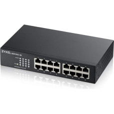 Zyxel 16 prievadų Gigabit Ethernet nevaldomas komutatorius | Tinklo skirstytuvas | Plug & Play, nereikia konfigūracijos | Dizainas be ventiliatoriaus [GS1100-16 v3]