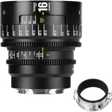 7artisans 16mm T2.5 Infinte serijos profesionalus rankinis viso kadro kino objektyvas, suderinamas su EF bajonetu, skirtas fotografijai ir filmų gamybai (juodas)