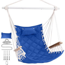 SUNWAY medinis kabantis krėslas su porankiu ir pagalvėle, 350 svarų talpos uždaras lauko kabantis krėslas su išskleidžiamąja juosta, įskaitant visą kabinimo rinkinį, skirtą terasai, miegamajam, verandai