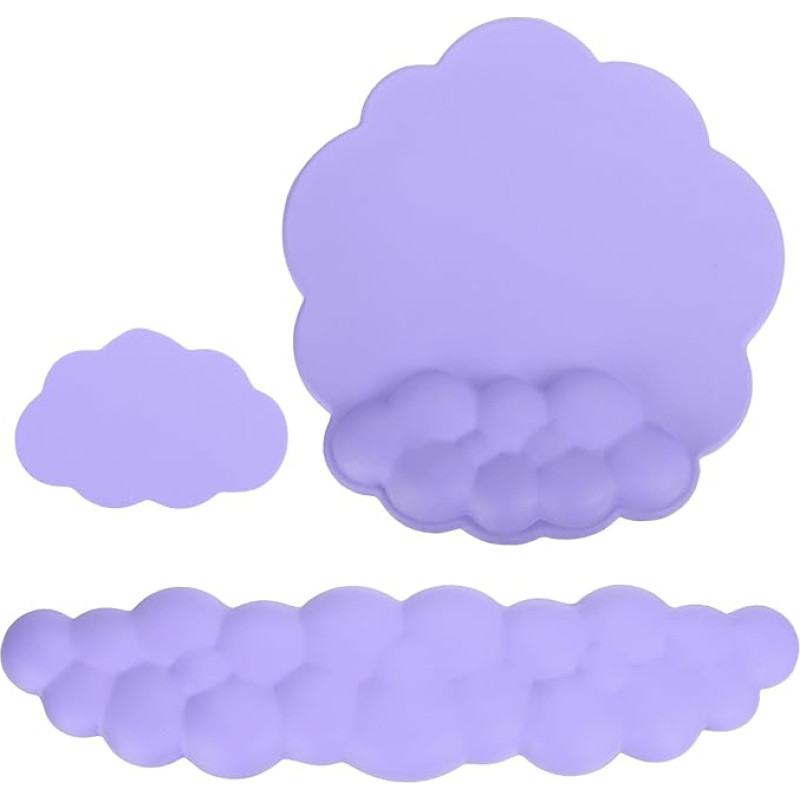 PATIKIL Cloud Keyboard Wrist Rest Set Memory Foam Wrist Pad Support Ergonominis žaidimų pelės padas su padėklu, skirtas namų biurui, kompiuteriui, nešiojamam kompiuteriui, darbui, violetinės spalvos