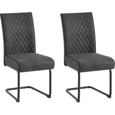 byLIVING Maria Valgomojo kėdės XXL iki 150 kg Užvalkalas audinys antracitas / Sėdynė su spyruokline šerdimi / Metalinis rėmas juodas / Virtuvės kėdė su ranktūriu / Valgomojo kėdė W 45 x H 95 x D 60 cm