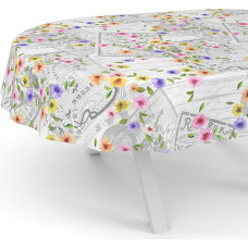 ANRO Aliejinė staltiesė Vaškinė staltiesė Plaunama sodo staltiesė Apvali ovali Kvadratinė ovali 180 x 140 cm Nupjautas kraštas Atvirukas Gėlių