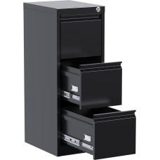 Super Metal Vertical Filing Cabinet with Lock, 3 Drawers, Office/Home Steel for Letter/Right Size, Assembly Required (Black)