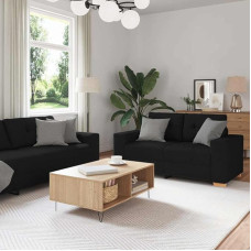 INLIFE 2-teiliges Sofa-Set mit Kissen, schwarzer Stoff,Möbel,Sofos,Schwarz,55 KG,3324712