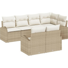 Rantry 7-teiliges Garten-Sofa-Set mit Kissen Beige Poly Rattan, 2-Sitzer Garten-Sofa mit Stauraum & Kissen Beige Poly Rattan Gartenlounge Modelis3354750