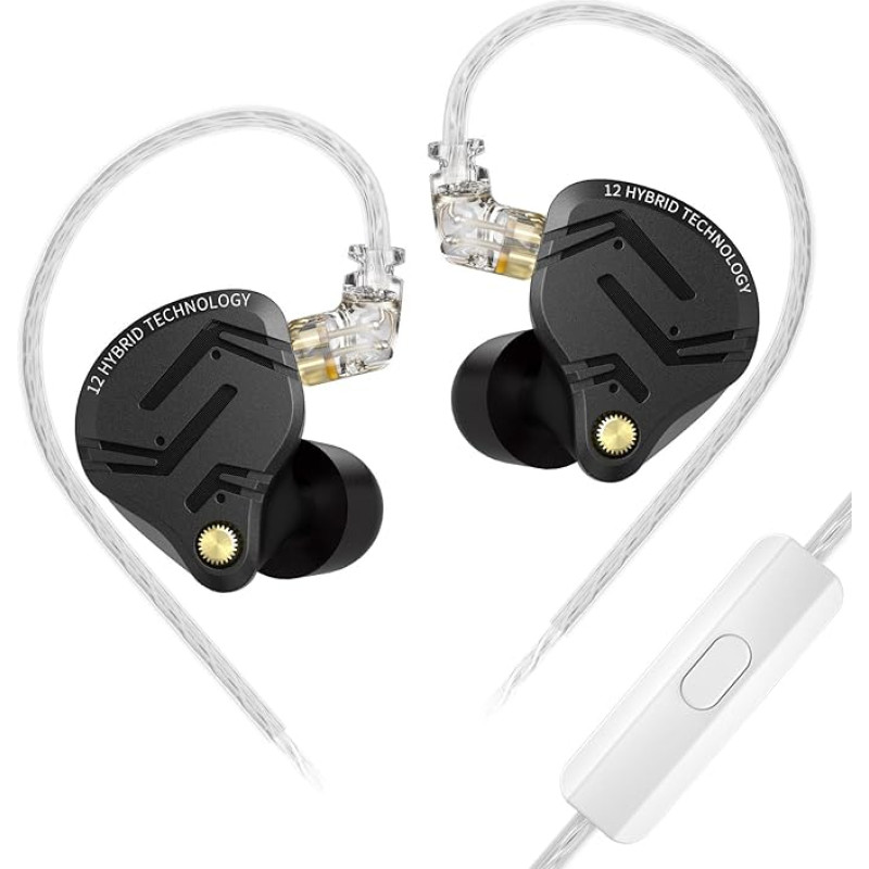 keephifi KZ ZS12 PRO X IEM, Upgraded 1DD 5BA iem Headphones KZ In-Ear Monitor Earphones KZ IEM with High Purity Silver Plated Cable for Lossless Transmission (Standard Version, with Micro)