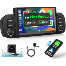 [2+32GB] Hikity 6.2 Inch Android Car Radio with Navigation System for Fiat Panda 2013 2014 2015 2016 2017 2018 2019 2020 with Wireless Carplay Android Car Navigation WiFi HiFi FM RDS SWC Mic USB