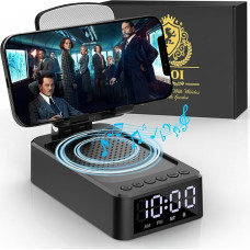 ZOOI Gifts for Men, Bluetooth Speaker with Mobile Phone Stand, HD Surround Sound and Alarm Clock, Mobile Phone Stand, Bluetooth Speaker Holder for Phone, Tablet