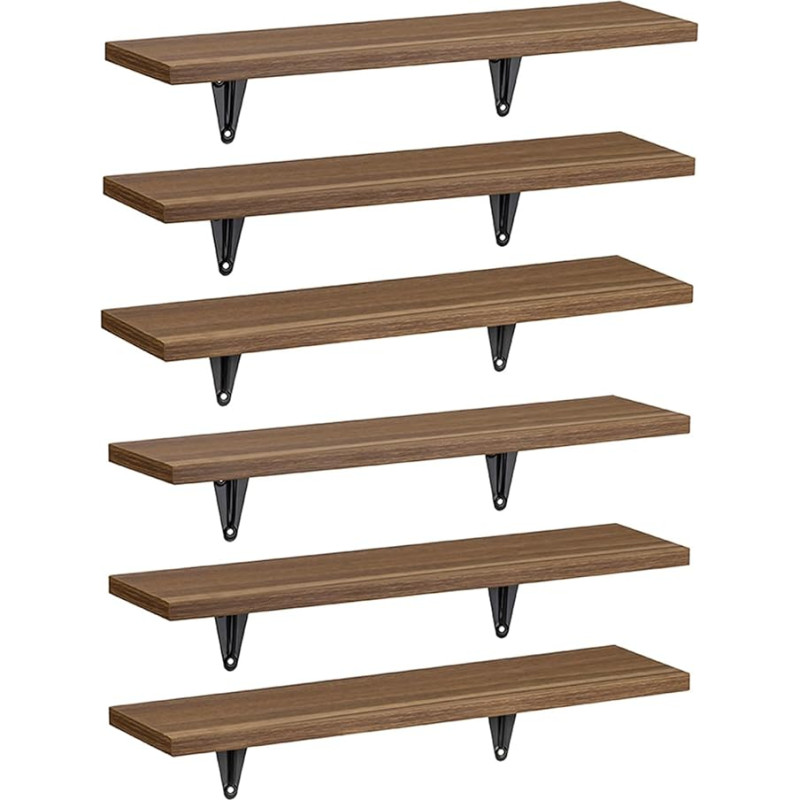 Maclean MC-331 Wall Shelves Set of 6, Maximum Load 8 kg per Shelf, Wall Mounting, Shelving System, Wall Shelves for Storage - 6 Pieces for Living Room, Kitchen, Bathroom, Bedroom, Office