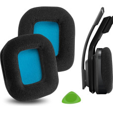 Geekria Comfort Velour Replacement Ear Pads for ASTRO Gaming A20 Headphones, Ear Pads, Headset Ear Pads, Ear Cup Cover, Repair Parts (Black-Blue)