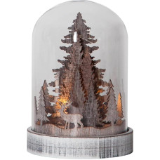 EGLO LED Christmas Decoration, Christmas Silhouette Forest, Winter Landscape with Timer and Battery-Operated Lighting, Wood, Plastic and Glass in Brown and Transparent, Warm White, 12.5 x 17.5 cm