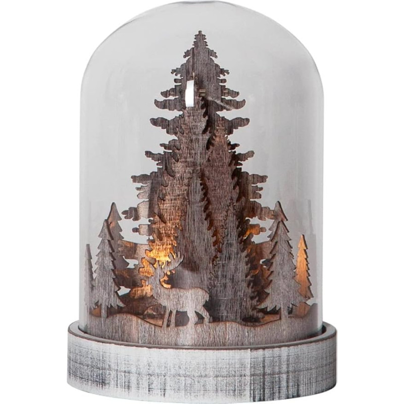 EGLO LED Christmas Decoration, Christmas Silhouette Forest, Winter Landscape with Timer and Battery-Operated Lighting, Wood, Plastic and Glass in Brown and Transparent, Warm White, 12.5 x 17.5 cm