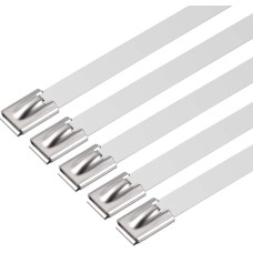 sourcing map 10 x Stainless Steel Cable Ties 250mm x 12mm
