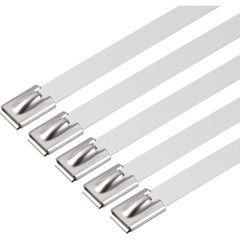 sourcing map 10 x Stainless Steel Cable Ties 250mm x 12mm