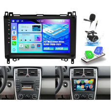 4+64G 8 Core Android 13 Car Radio 2DIN Carplay Android Car Radio with Screen 9 Inch for Mercedes Benz Sprinter B200 W906 W639 AB Class W169 W245 2008-2011 with Bluetooth GPS FM RDS WiFi DSP/EQ