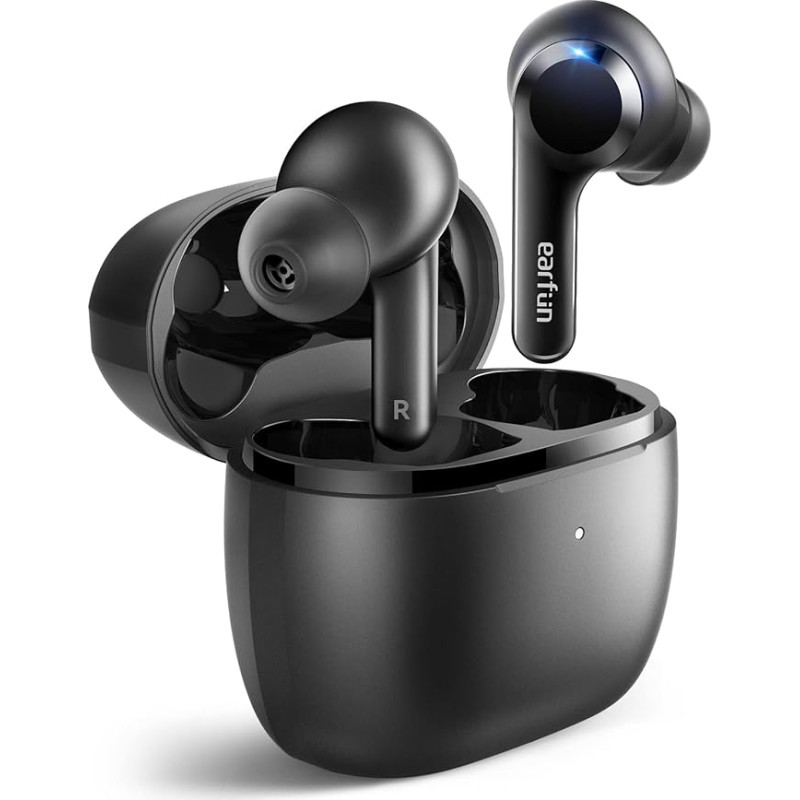 EarFun Air Bluetooth Headphones, In Ear, Wireless with Noise Cancelling Microphone, Deep Bass, Touch Control, USB-C Quick Charge, Wireless Charging Box, 35 Hours Playing Time, IPX7 Waterproof