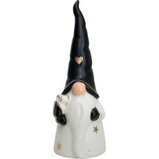 HEITMANN DECO Porcelain Santa Claus – White/Black – Approx. 28 cm