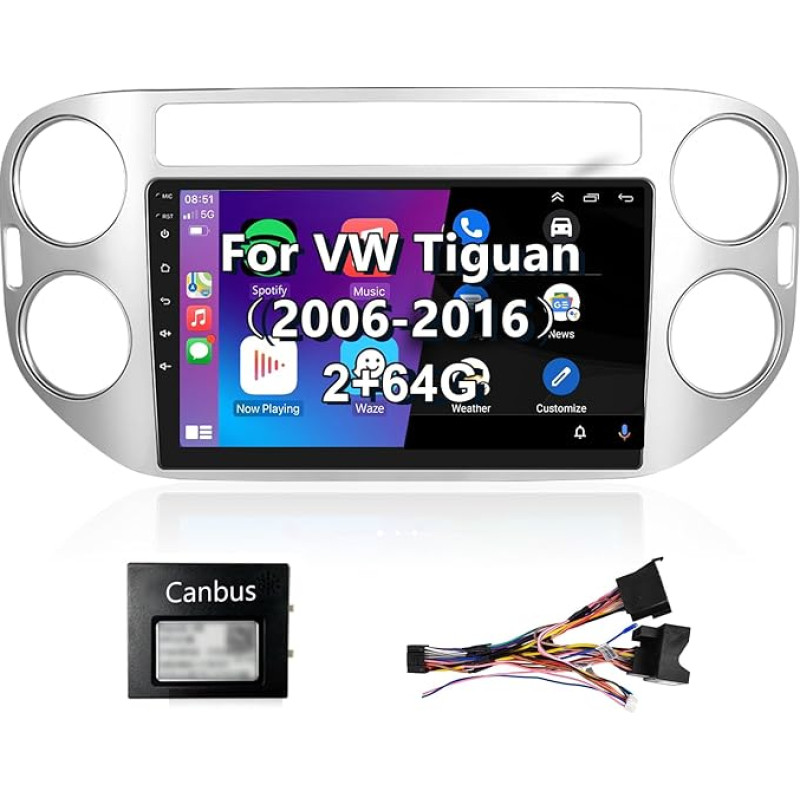 Hodozzy Carplay Car Radio for Tiguan 2006-2015.9 Inch Touch Screen Android Car Radio Bluetooth Handsfree with Android Car/GPS/WiFi/FM/RDS/HiFi/USB+Canbus