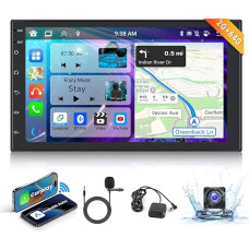 podofo Octa-Core 7 Inch Android Car Radio 2 Din Wireless Carplay Android Car Bluetooth with Touch Screen, Car Stereo with GPS Navigation + AHD Reversing Camera HiFi/RDS/FM Radio DAB+, Mirror Link