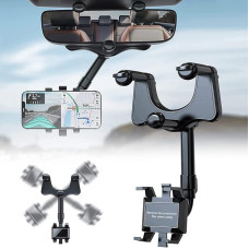 XCWTBL 360° Multi-function Adjustable Universal Car Rear View Mirror Mount Holder GPS GPS Rotatable Retractable