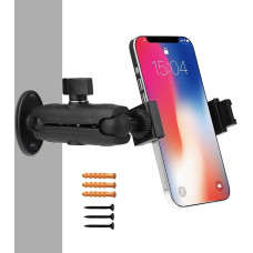 Peastrex Cell Phone Wall Mount with Ball Head Long Arm Drill Base 360 Degree for 3.5 to 7 Inch Cell Phone, iPhone 14 13, Samsung Galaxy/Nexus/HTC/LG etc for Home, Truck, Car