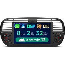 XTRONS 7 Inch Android 13 Car Radio Octa Core 2GB 32GB Multimedia Player for Fiat 500 (2007-2015) Built-in 4G LTE Car Play Android Car DSP GPS Bluetooth 5.0 WiFi Optional DAB OBD TPMS DVR AHD Camera