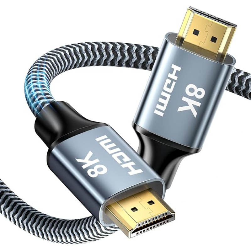 CABNEER 8K HDMI 2.1 Cable 6 m, HDMI Cable High Speed 48Gbps 8K @ 60Hz 4K @ 120Hz 2.2/2.3 for Dolby eARC HDCP HDR Compatible with HDTV, Laptop, PS5 Switch, etc