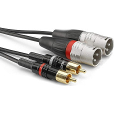 Sommer Cable HBP-M2C2-0150 Audio Adapter Cable [2x RCA Male to 2x XLR Male 3-Pin Plug] 1.50 m Black