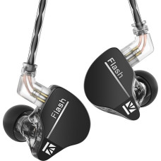 keephifi Kbear IEM Flash 1BA+1DD IEM Headphones HiFi In-Ear Monitor, In-Ear Monitor with CNC Lid, Dynamic Driver 10 mm, Removable Cable (Black, No Micro)