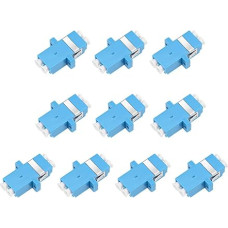 sourcing map LC to LC Fiber Optic Coupler Flange Type Fiber Adapter Server Rack Connector Patch Panel Singlemode/Multimode 10 Pack