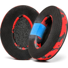 WC Freeze Hybrid Fabric Cooling Gel Replacement Ear Pads - Compatible with HyperX Cloud, Steelseries Arctis, ATH M50X, Turtle Beach Stealth and More - Comfortable and Cooler Longer | Red Camo